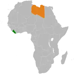 Map indicating locations of Liberia and Libya