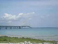 Line 5 passes underneath the Straits of Mackinac.