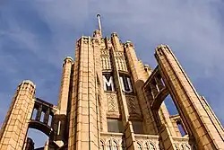Detail of the tower and spire, as pictured from the roof terrace.