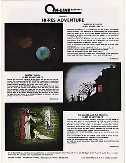 An advertisement featuring three photos from three games, with short paragraphs promoting them