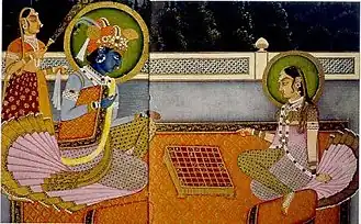 Image 24Krishna and Radha playing chaturanga on an 8×8 ashtāpada (from History of chess)