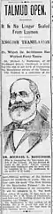 1896 article and sketch of Rodkinson in The Kentucky Post and Times-Star